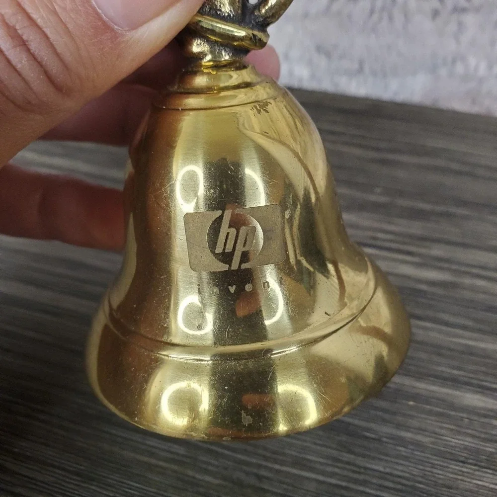 Hewlett-Packard‎ Etched HP Invent Brass Anchor Desk Bell Technology Advertising